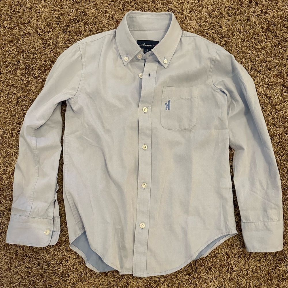 Boys light blue medium 8 Johnnie-O oxford button down soft cotton
